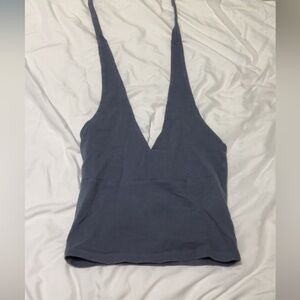 Hollister Deep V-Neck Gray Halter Top